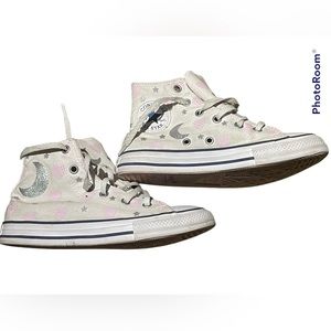 Converse All Star Chuck Taylor Kids Sz 1 My Wish Hearts Moons Stars 671094C 🌙